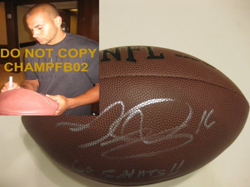 LANCE MOORE,NEW ORLEANS SAINTS,TOLEDO ROCKETS,SIGNED,AUTOGRAPHED,NFL FOOTBALL,WITH THE INSCRIPTION GO SAINTS,COA,PROOF