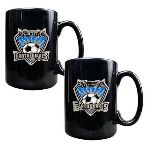San Jose Earthquakes MLS 2pc Black Ceramic Mug Set - Primary Team Logo San Jose Earthquakes MLS 2pc Black Ceramic Mug Set - Primary Team Logo