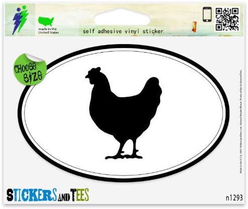Chicken Oval Vinyl Car Bumper Window Sticker 5" x 3"