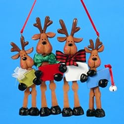 Family of 4 Jingle Bell Reindeer Christmas Ornament