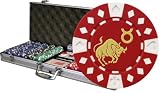 Horoscope Zodiac Taurus 500 poker chip set w/Aluminum Case, 2 Decks of Cards & 6 Dealer Buttons
