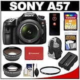 Sony Alpha SLT-A57 Translucent Mirror Technology Digital SLR Camera Body & 18-55mm Lens with 32GB Card + Battery + Filter + Backpack + Tripod + Remote + Telephoto & Wide-Angle Lens Kit