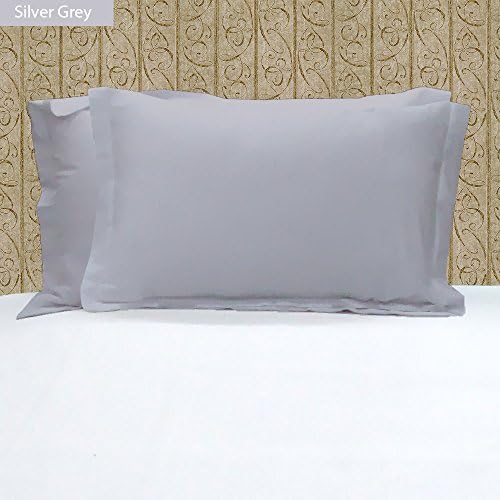 Branded {1} One Pair Pillow Sham Super Soft Oxford 100% Pima Cotton Solid Pattern---600 Thread Count ( Pillow shams Queen , Silver grey ).