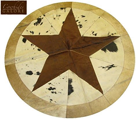 60" Round Single Star Cowhide Area Rug