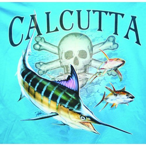 Calcutta Performance Short Sleeve Tee, Carb Blue Fade with Marlin Logo