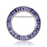 Bling Jewelry Sterling Silver Baguette CZ Amethyst Color Circle of Life Pin Brooch