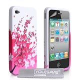 Yousave Accessories AP-GA01-Z151 Coque en gel silicone avec Protecteur �cran pour iPhone 4 / 4S Blanc / Rose Abeillepar Yousave Accessories