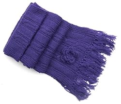 Handmade Alpaca Natural Fiber Scarf - Cable Design in Purple (Long) [Apparel]