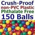150 pcs Large 3.1" Crush-Proof non-PVC Phthalate Free Plastic Ball Pit Balls - Air-Filled in 5 Colors - Guaranteed Crush-Proof