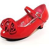 Lasonia Girls Mary Jane Shoes With Pretty Satin Rolled Rosettes Patent