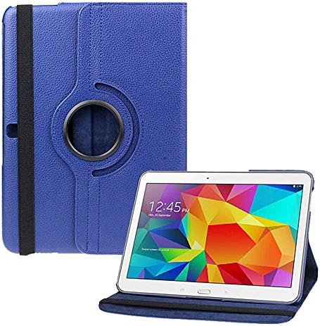Amcctvshop 1pc Rotating Stand Leather Case for Samsung Galaxy Tab 4 10.1 T530 Blue