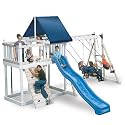 Monkey Playsystem Polymere Coated Wooden Swing Set White Package #1