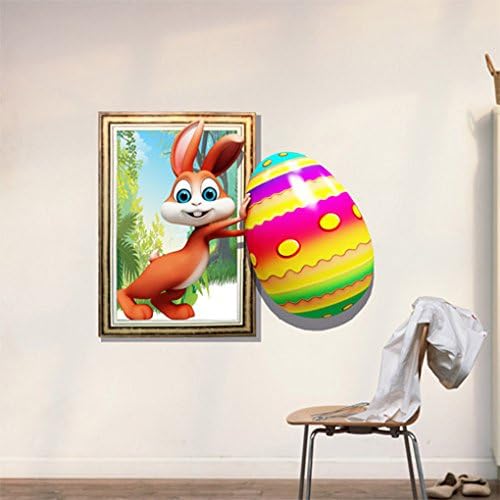 GoFurther CTN09 3D Wall Cartoon Decals Sticker Mural Removable Waterproof Bunny Egg for Kids childrens Room Wall Decor Gift 27.3"x22.8"