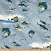 44'' Wide Hoffman Tropical Big Fish Blue Fabric By The Yard