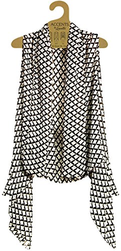 Accents by Lavello Sheer Designer Vest, Black/White Geometric Print