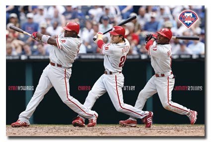 Philadelphia Phillies (Ryan Howard, Chase Utley, Jimmy Rollins) Sports Poster Print - 24 X 36