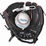 Rawlings PL158BB Players Series 9.0 Inch Black Tee Ball Glove with Ball