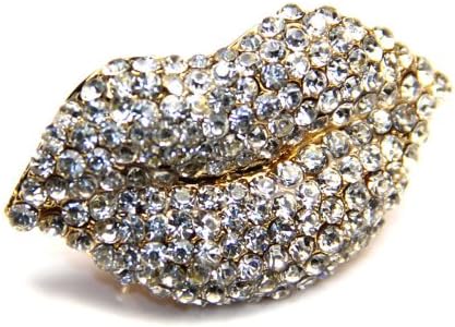 Urban Chic Jewelry Crystal Lip Ring Gold Adjustable