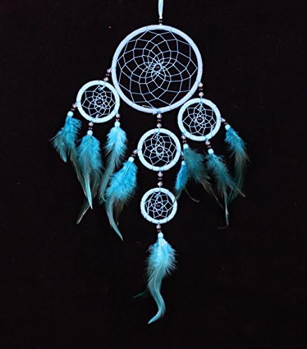 {Factory Direct Sale} Handmade Dream Catcher Circular Net with Feathers Wall Hanging Decoration Decor Ornament Craft Gift New (5H-Blue)