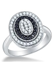 0.51 cttw. Black Diamond Earrings Fashion Ring 10K White Gold