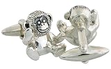 Monkey Cufflinks, Ape Cufflinks, Sterling Silver, handcrafted