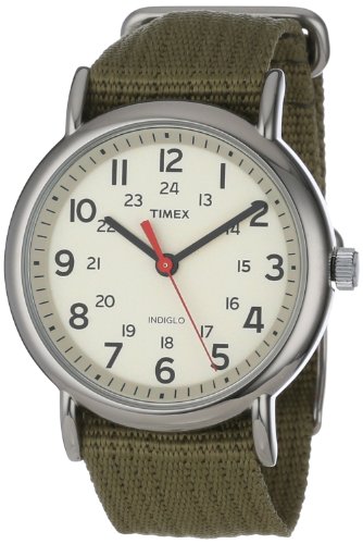 Timex Unisex T2N651 Weekender Olive Slip Thru Nylon Strap Watch Timex Unisex T2N651 Weekender Olive Slip Thru Nylon Strap Watch