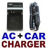 AC+Car Battery Charger Set For Sony NP-BK1 & Olympus Li-50B Batteries