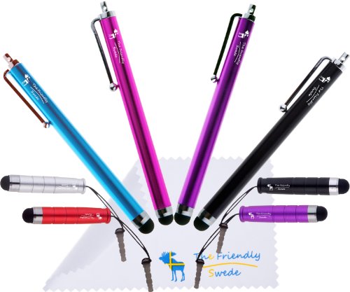 Bundle of 8 Colorful Stylus Universal Capacitive Touch Screen Pen for Ipad 1 2 3 Ipod Iphone 4 4S 3g 3gs Motorola Xoom Samsung Galaxy Tab 8.9 10.1, Blackberry Playbook HTC Flyer Evo View Tablet - 2*15 Inch Stylus Lanyards Included - With The Friendly Swede® Microfiber Cloth and Retail Packaging Bundle of 8 Colorful Stylus Universal Capacitive Touch Screen Pen for Ipad 1 2 3 Ipod Iphone 4 4S 3g 3gs Motorola Xoom Samsung Galaxy Tab 8.9 10.1, Blackberry Playbook HTC Flyer Evo View Tablet - 2*15 Inch Stylus Lanyards Included - With The Friendly Swede® Microfiber Cloth and Retail Packaging