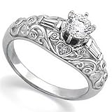 14K White Gold Vintage Style Diamond Engagement Ring (Center stone is not included)