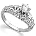 14K White Gold Vintage Style Diamond Engagement Ring (Center stone is not included)