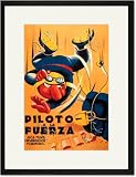 Black Framed/Matted Print 17x23, Piloto a la Fuerza