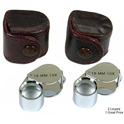 2 10X Round 18mm Chrome Plated Jewelers Eye Loupes
