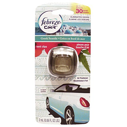 Febreze Car Vent Clips Air Freshener and Odor Eliminator, Greek Seaside Scent