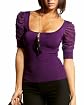 Scoopneck Ruched Short Sleeve Sweater Product Image