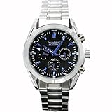 ・メンズ腕時計 イメージは夜の都会 全針稼動の本格派 ミッドナイト自動巻きクロノグラフ腕時計