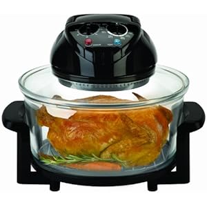 Big Boss Rapid Wave Halogen Infrared Convection Countertop Oven - 12 ½ Quart with Extender Ring Glass Bowl