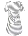 Women Short Sleeve Shift Monochrome Stripe Dress Shirt Mini Dress Top