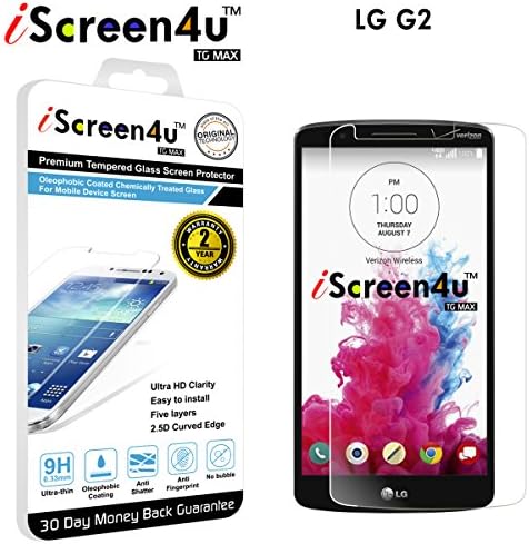 LG G2 Screen Protector - iScreen4u TG MAX 2.5D Rounded Edge 0.33mm Ultra-thin Tempered Glass Screen Protector with a 2-year limited warranty (LG - G2)