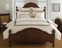 Tommy Bahama Cane Embroidery Duvet Cover, King, Cocoa Brown