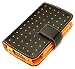 "pleasure" Genuine Orange Wallet Leather Case For Apple Ipho