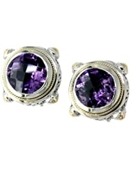 Balissima By Effy Collection Sterling Silver and 18k Yellow Gold Amethyst Earrings