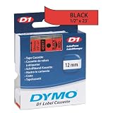 DYMO Labeling Tape, D1, Split Back, Adhesive, Easy Peel, 1/2"x23, Black on Red
