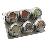 Lipper International 6-Canister See & Store in Spice Rack - Stainless Steel