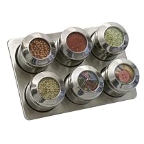 Lipper International 6-Canister See & Store in Spice Rack - Stainless Steel
