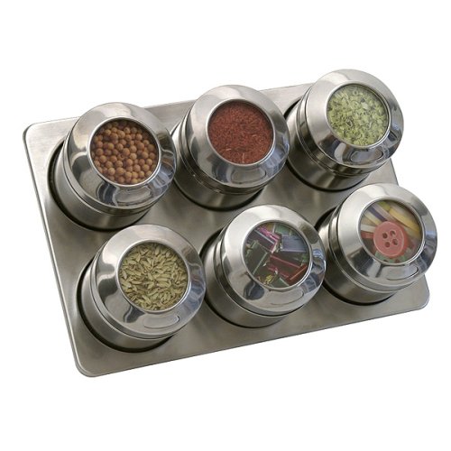 Childrens Toyshop  Kitchen & Housewares : Lipper International 6-Canister See & Store in Spice Rack - Stainless Steel