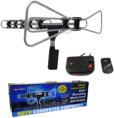 TV Antenna-360 Degrees Motorized Rotating Antenna, Amplified Antenna for 1080 HDTV Broadcast,Infrared Remote Control,HDTV Converter Compatible