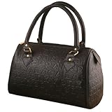 TANYA Designer Inspired Classic Alphabet Letter Engraved Medium Satchel Handbag Tote Hobo Bag Purse