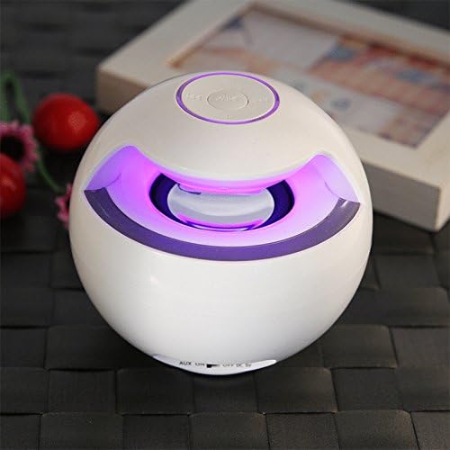 LightingFox Wireless Bluetooth Speaker Mini Subwoofer Outdoor Sport Portable Stereo 7 Color Flash Light Disk Deep Bass with Mic Handsfree Call Support USB (White)