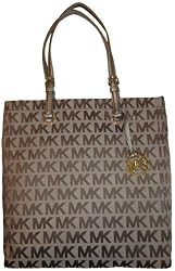 Women's Michael Kors Purse Handbag Tote Beige/Ebony/Bronze