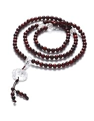 Honeystore Girls White Crystal Lobular Red Sandalwood Stretch Bracelet Color Burgundy White